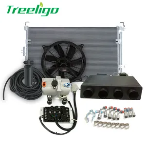 12V combined type HVAC air conditioner system for truck camper small classic car