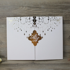 Échantillon disponible : Invitation de <span class=keywords><strong>mariage</strong></span> simple et unique de style <span class=keywords><strong>arabe</strong></span> avec estampage à chaud doré et cartes d'invitation arabes personnalisées - Product Image 5