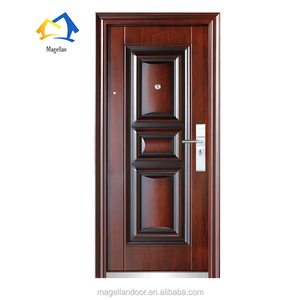 Porte d'entrée de sécurité en métal de luxe à <span class=keywords><strong>prix</strong></span> abordable, couleur personnalisée, grain de <span class=keywords><strong>bois</strong></span>, porte en acier de haute qualité pour maisons - Product Image 5