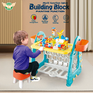Nuevo juego de caballete divertido 3 en 1, bloques de construcción multifuncionales DIY y mesa de dibujo y estantería con una silla para niños y niñas, Juguetes - Product Image 3