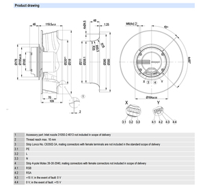 Ventilador centrífugo EC ebm-papst R3G310-AJ38-61 de aspas curvadas hacia atrás, soplador industrial para unidad de tratamiento de aire de ventilación HVAC - Product Image 4
