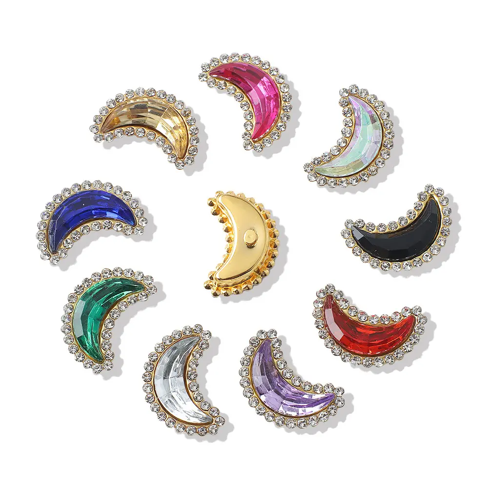 CJ 2024 New 9*15mm Claw Diamonds Crescent Shape Crystal Glass Sew On Rhinestones For Jewelry Shoes Cloth Hats Making