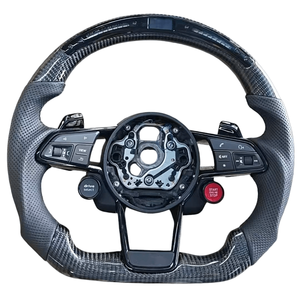 Volant en cuir véritable et fibre de carbone amélioré, style course, pour <span class=keywords><strong>AUDI</strong></span> A3 A4 A5 A6 RS3 RS4 RS5 <span class=keywords><strong>RS6</strong></span> S8 Q3 Q5 TT R8 - Vente Flash - Product Image 2