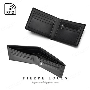Pierre Loues Men's Bi-Fold <b>Wallet</b> 5 Inch RFID Blocking Letter Print <b>Brown</b> Black Box Everyday Use - Product Image 2