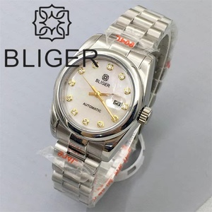 BLIGER Montre 31mm De Luxe Femmes Montre <span class=keywords><strong>Automatique</strong></span> Bracelet Diamant Lunette Saphir Verre Blanc Mère Perle Cadran Étanche - Product Image 4