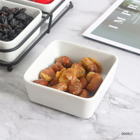 Ensemble de mini-bols et assiettes carrés pour snacks, fruits secs et sauces, style nordique, passe au micro-ondes, motif uni, personnalisable, finition brillante