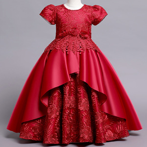 Vestido de Niña con Lazo y Flores, Estilo Europeo 2022, Manga Corta, Verano, Satén Bordado - Product Image 2