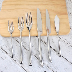 Oro o plata de acero inoxidable biselado manejar cubiertos estilo moderno cubiertos de plata - Product Image 1