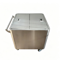 Chariot mobile en acier inoxydable pour farine, chariot de rangement alimentaire pour boulangerie avec couvercle, bac à ingrédients commercial pour cuisine et restaurant
