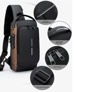 Bolsa Transversal <span class=keywords><strong>Slim</strong></span> Unissex Impermeável em Poliéster, Mochila de Peito Antifurto, Bolsa de Ombro Masculina - Product Image 4