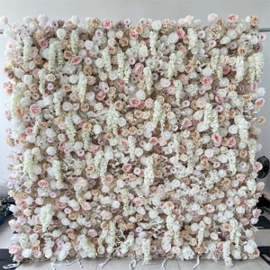 Mur de fleurs artificielles en gros 8ft x 8ft, panneaux muraux en soie de roses, décoration de fond mural enroulable - Product Image 2