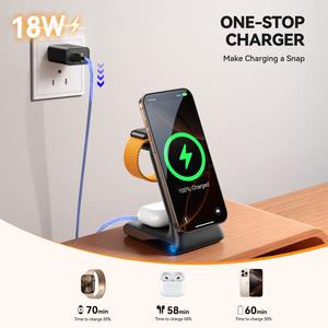 Soporte de <span class=keywords><strong>cargador</strong></span> rápido Joyroom 3 en 1 <span class=keywords><strong>cargador</strong></span> inalámbrico para <span class=keywords><strong>iPhone</strong></span> 11 Pro X XS Max <span class=keywords><strong>XR</strong></span> para <span class=keywords><strong>Apple</strong></span> Watch 5 para auriculares Pro para Samsung - Product Image 2