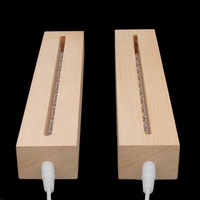 Nouvelle arrivée en bois massif Led affichage veilleuse socle support acrylique 3d Led lampe socle en bois