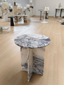 Mesa auxiliar de mármol redonda flor blanca mesa de centro de mármol natural personalizada de fábrica - Product Image 2