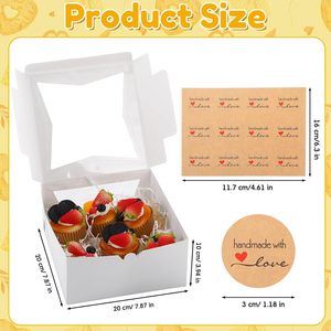 Boîtes à gâteaux blanches pour la Saint-Valentin avec fenêtre, boîtes à biscuits, boîtes à pâtisserie avec autocollants pour <span class=keywords><strong>donuts</strong></span>, tartes, desserts, muffins, pâtisseries - Product Image 5