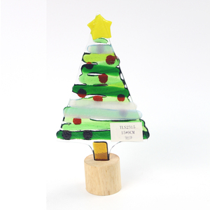Festive Fused Glass Christmas <b>Tree</b> Ornament Handmade Art Glass Suncatcher Xmas Wall <b>Tabletop</b> Decor Holiday Display Piece - Product Image 3