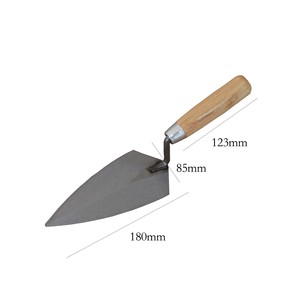 Truelle à tête pointue grise, spatule <span class=keywords><strong>de</strong></span> jointoiement en forme <span class=keywords><strong>de</strong></span> pêche, petite spatule à boue à manche en bois, lame métallique, couteau à plâtrer pour maçonnerie - Product Image 4