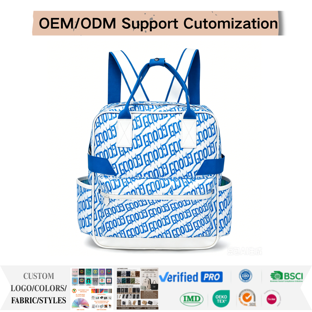 All Over Print Travel Backpack 600D 420D Waterproof Fabric Multi Pocket Cup Holder Adjustable Strap Custom Color ISO Verified