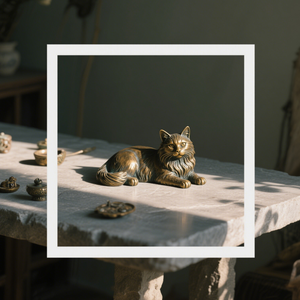 Antiguo gato grande zorro adorno de latón venta al por mayor tradicional Feng Shui té mascota decoración artesanía técnica de fundición - Product Image 2