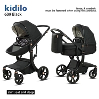 Poussette haute Kidilo convertible en berceau, cadre en alliage d'aluminium pour nouveau-né, utilisation intérieure et extérieure, voyage
