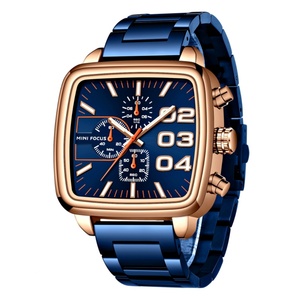 MINI FOCUS Nouvelle Montre Carrée Tendance 0314 Bracelet Bleu Étanche 3ATM Montres-Bracelets Homme Calendrier Étanche - Product Image 2