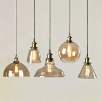 Lámparas Colgantes de Vidrio de Estilo Retro Moderno, Minimalistas Americanas, de Vidrio Ámbar/Transparente, para Dormitorio y Cocina, Venta al Por Mayor