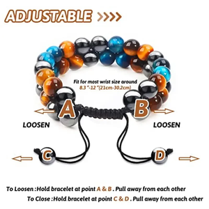 Pulsera de Cuentas de Ojo de Tigre Natural para Hombre, Joyería de Piedra de Lava y Hematita de Aleación para Distribución Global - Product Image 5