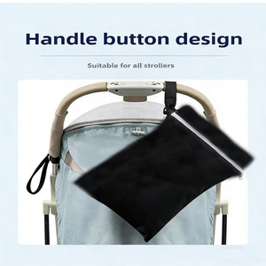 <span class=keywords><strong>Sac</strong></span> à langer imperméable et lavable 30*40cm avec poignée et fermeture éclair, pochette de rangement écologique pour couches et vêtements de bébé (humides et secs) - Product Image 5