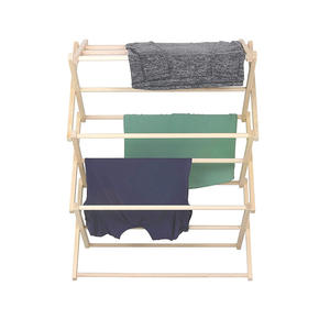 Portable en bois massif debout cintre Airer vêtement pliable <span class=keywords><strong>pliant</strong></span> en bois vêtements étendoir - Product Image 5