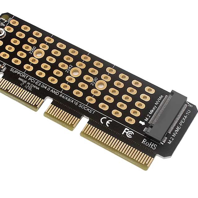 1U NVME Adapter M.2 PCIe 4.0 Full Speed X4 Expansion M Key Supports 1U Servers Black Aluminum Hard Box in Stock 1 Year Warranty