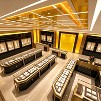 Schwarz-Gold Edelstahl Schmuck-Vitrine Marmor-Glas Schmuckladen-Theke Mit LED-Beleuchtung