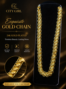 Buy 24CT Gold Plated <b>Braided</b> Fashion <b>Accessories</b> for Chain Women Premium Copper Link Chain Elegant Party Daily and Festive Wear - Product Image 2