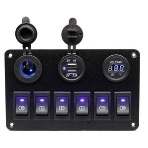 <span class=keywords><strong>6</strong></span> <span class=keywords><strong>Gang</strong></span> Sakelar Panel Sakelar Rocker, Pengisi Daya USB LED Voltmeter Rokok Tahan Air Mobil Perahu Laut - Product Image 1