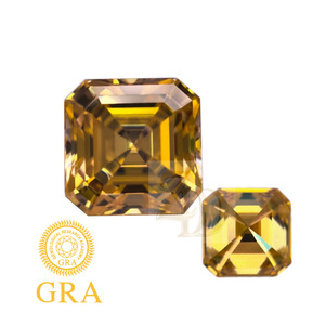 GRA Moissanite Asscher Cut Golden Yellow Loose Gemstone For Jewelry Making - Product Image 2