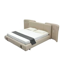 Lit capitonné de luxe moderne, taille king, avec option en cuir, tête de lit surdimensionnée, ensemble de meubles de chambre à coucher, taille personnalisée disponible pour villa