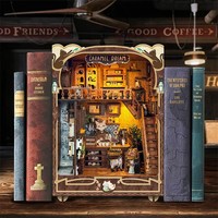 Hamaileon Caramel Dream Cottage DIY Toy Style Cat Book Nook Kit 3D Puzzle en bois Livre Maison Construction Miniature pour maison de poupée Mod