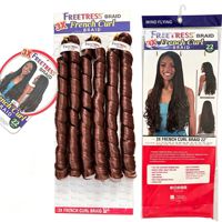 Extensions de cheveux synthétiques de haute qualité, longues, en fibres douces, aspect naturel, lisses, apparence naturelle, 3X tresses françaises bouclées