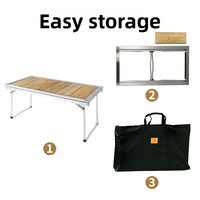 Table pliante d'extérieur Areffa AF-CK080 pour le glamping, en alliage d'aluminium et bois de teck, portable, pour le camping et les pique-niques, nouveau mobilier