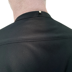 Chemise de clergé en coton pur noir à manches longues avec poche, patte de boutonnage dissimulée, col romain, chemise de prêtre, fabricant OEM - Product Image 3