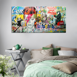 لوحة جدارية Banksy من القماش الكتاني لفن جوريلا الشارع رسم جرافتيي لوحات قماشية كبيرة لغرف المعيشة وغرف النوم ديكورات للمنزل مودرن - Product Image 4