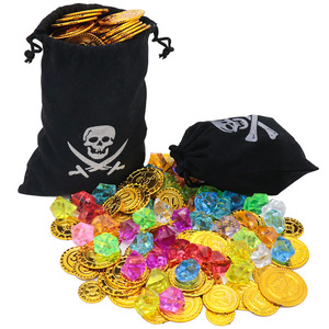 Gioielli di gemme pirata Play set Pack per feste decorazione di Halloween oggetti per giochi da tavolo accessori per monete giocattolo di plastica pirata - Product Image 4