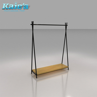Étagère de présentation en bois pour magasin de vêtements personnalisés, support de suspension pour vêtements pour hommes avec éclairage LED