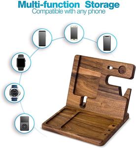 Organizador de Madera para Teléfono, Soporte de Madera para Celular, Soporte para Reloj, Base de Carga de Madera para Hombre - Product Image 5