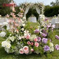 CM-TW006 meilleure vente rose violet arrangement floral soie fleur artificielle toile de fond pour la décoration de fête de mariage