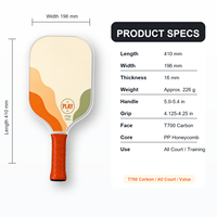 Raquette de pickleball Gen 5 T700 en fibre de carbone, noyau en mousse thermoformée de 16 mm, raquette durable thermoformée