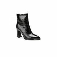 Vente en gros OEM ODM – Bottines à talons hauts et bout pointu pour femmes avec fermeture éclair, motif gaufré, collection de chaussures habillées, fournisseur de marques