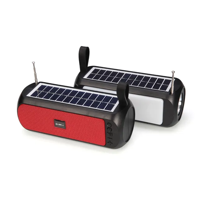 Portable solar BT speaker USB/TF FM radio with SLOTS and LED light wireless player