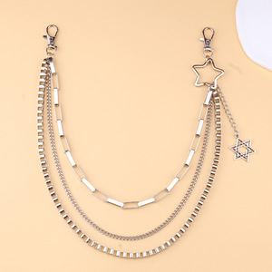 โซ่คาดเอวสไตล์พังก์สำหรับผู้หญิง ประดับดาว หลายชั้น โซ่คล้องกางเกง โลหะผสมสังกะสี เครื่องประดับฮิปฮอป สำหรับใส่ทุกวัน - Product Image 3