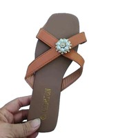 Vente flash - Pantoufles de luxe pour femmes, sandales plates décontractées pour femmes, cuir PVC de haute qualité, pantoufles de luxe pour femmes