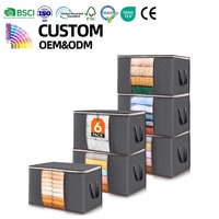 Boîte de rangement pliable multifonctionnelle pour vêtements avec couvercle, organisateur de couvertures à fermeture éclair, fenêtre transparente, poignées renforcées, rangement en tissu